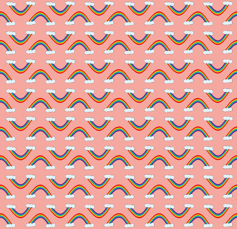 Printed double brushed knit - Rainbow - Coral