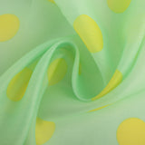 Printed organza - Dots - Green / Yellow