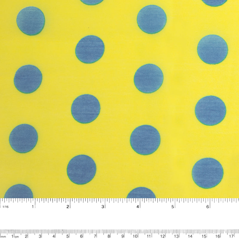 Printed organza - Dots - Yellow / Blue