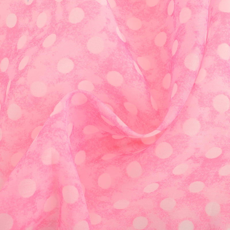 Printed organza - Dots - Pink