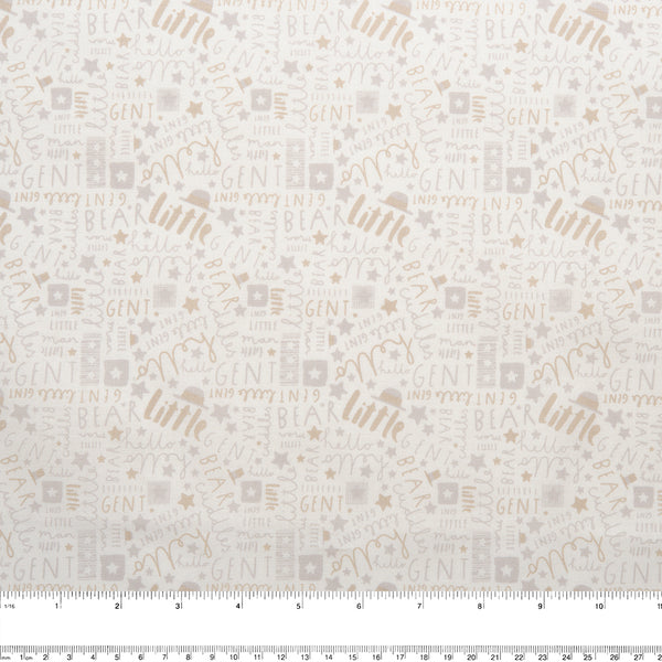 CAMELOT Quilting cotton - Big bear cuddles collection - Little gent - White