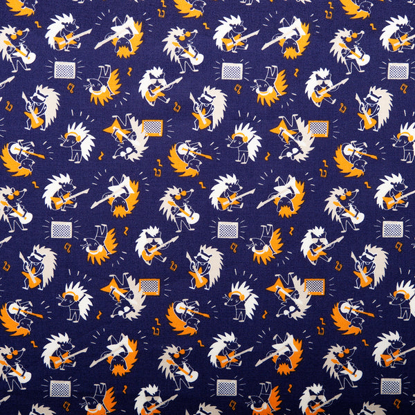 CAMELOT Quilting cotton - Rock on collection - Hedgehog rock star - Blue