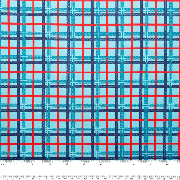 CAMELOT Quilting cotton - On the move collection - Tire tracks plaid - Blue