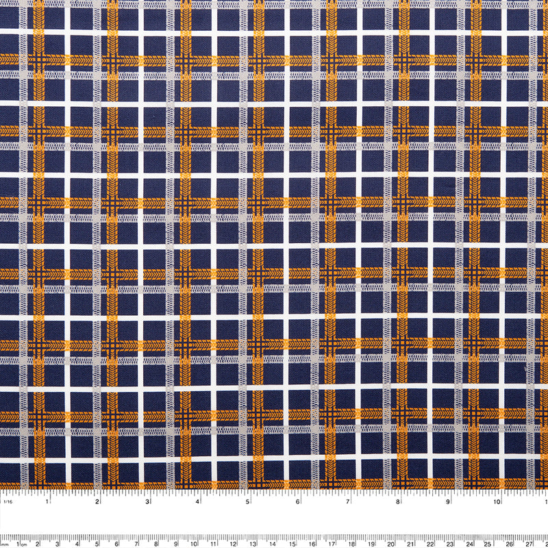 CAMELOT Quilting cotton - On the move collection - Tire tracks plaid - Navy