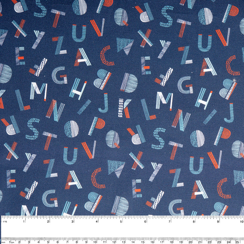 CAMELOT Quilting cotton - Nautical collection - Letters - Navy