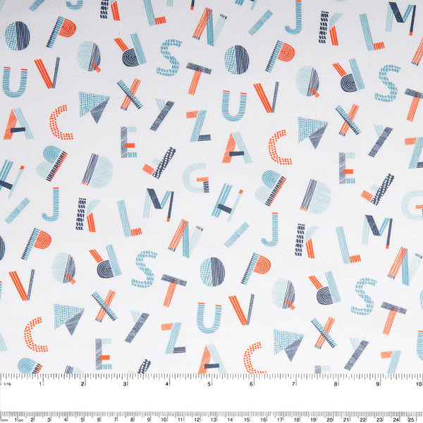 CAMELOT Quilting cotton - Nautical collection - Letters - White