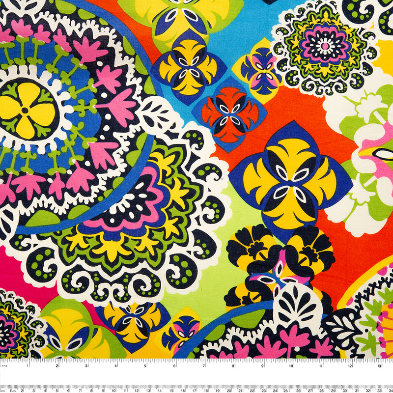 COLLECTOR'S Cotton prints - Geometric floral - Multicolour (10 meters)