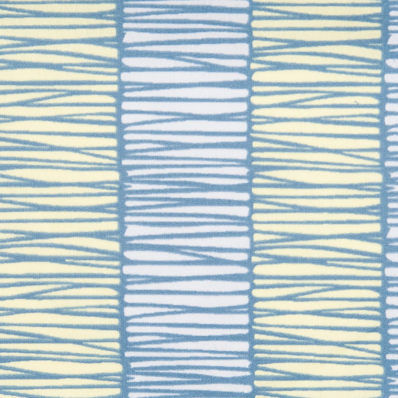 COLLECTOR&#039;S - Coton imprimé - Rayures - Jaune / Bleu (10 mètres)