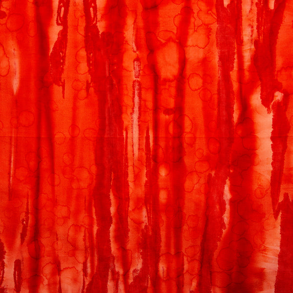 Batik teint à  la main - Rayures - Rouge / Orange (10 mètres)