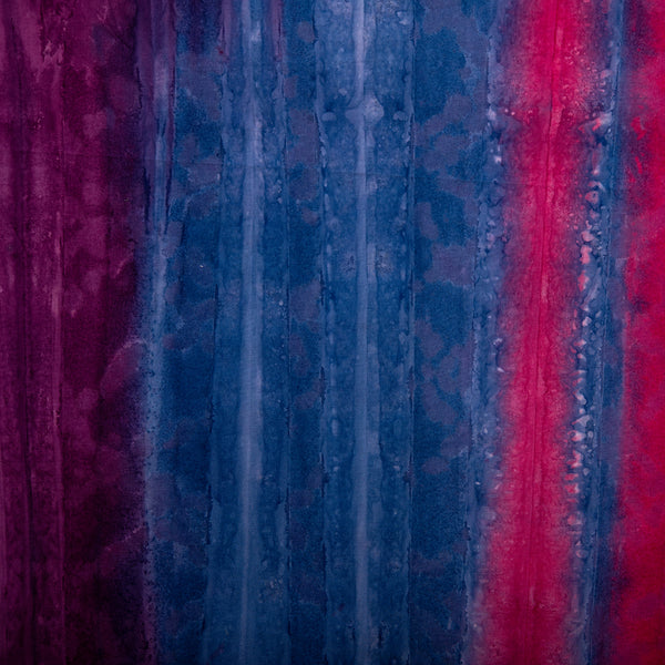 Batik teint à  la main - Rayures - Mauve / Bleu / Rose (10 mètres)