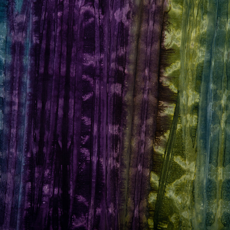 Hand dyed batiks - Stripes - Purple / Green (10 meters)