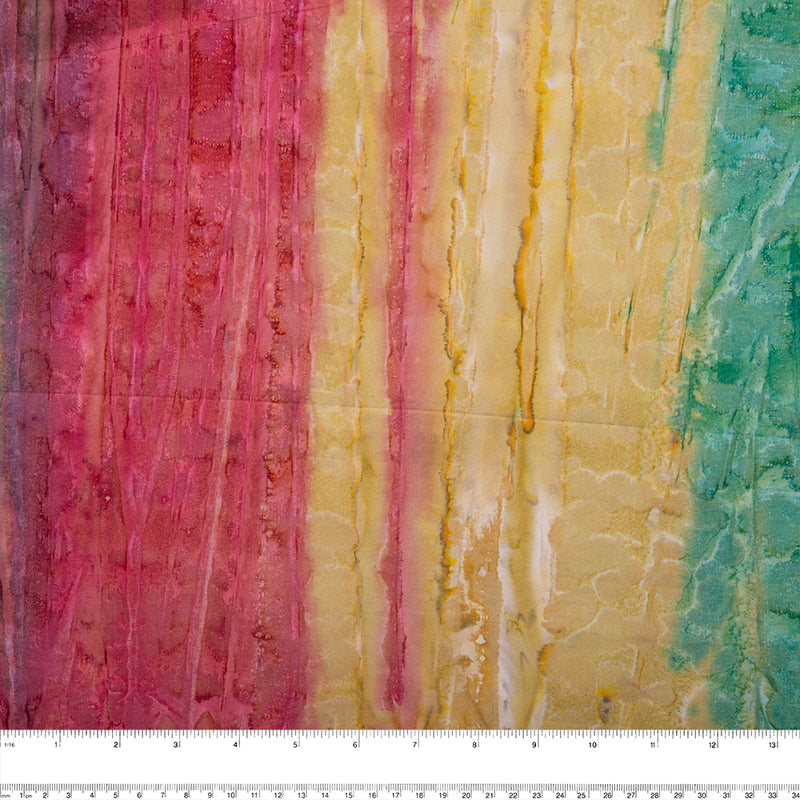Hand dyed batiks - Stripes - Pink / Yellow / Green (10 meters)