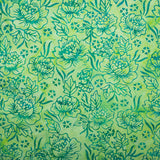 Batik teint à  la main - Pivoines - Vert (10 mètres)