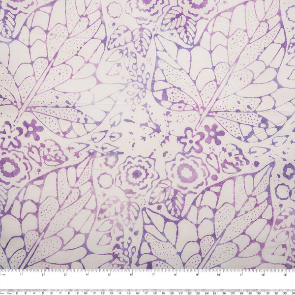 Hand dyed batiks - Leaves - Purple (10 meters)