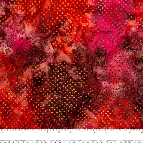 Hand dyed batiks - Dots - Red (10 meters)