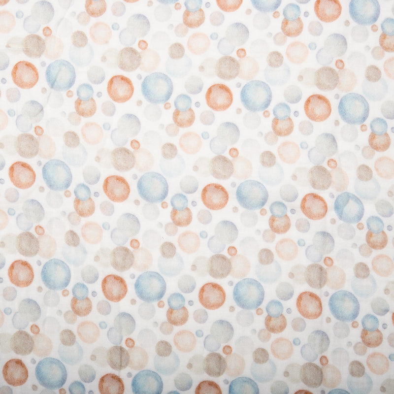 EUROPEAN Digital printed double gauze - Bubbles - Blue / Brown