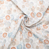 EUROPEAN Digital printed double gauze - Bubbles - Blue / Brown