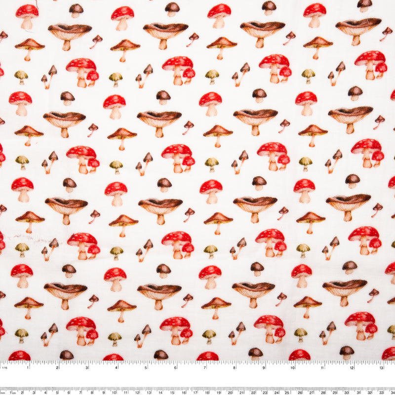 EUROPEAN Digital printed double gauze - Mushroom - Red