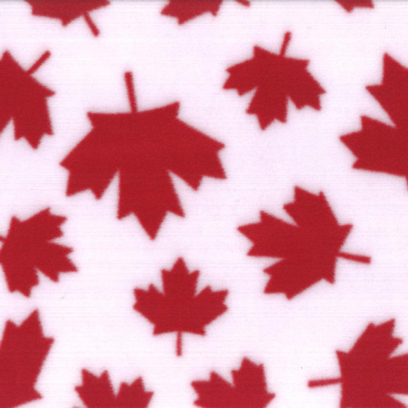 Canadiana Fleece Prints -  Maple Leaf - White