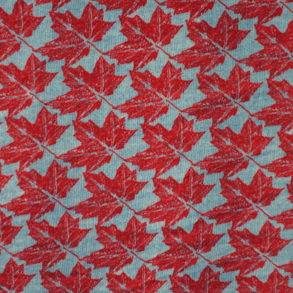 Molleton imprimé Canadiana - Feuille d'érable - rouge / bleu