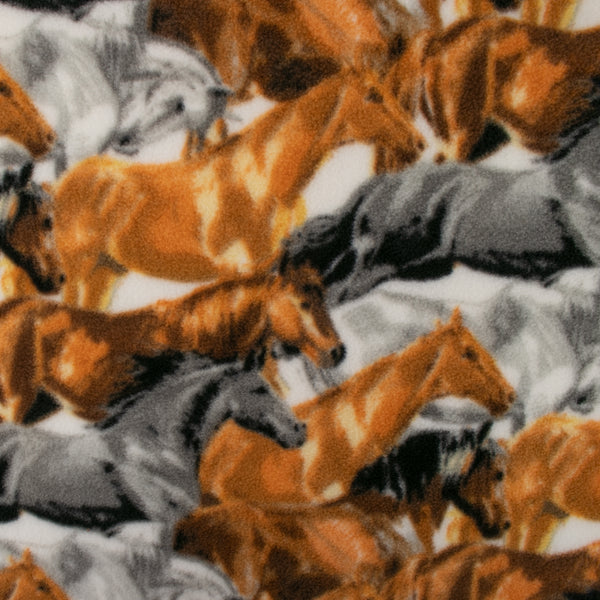 Printed Fleece - OUTBACK - Horses - Brown