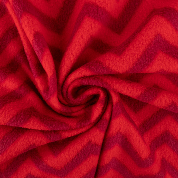 Printed Fleece - OUTBACK - Heringbone - Red