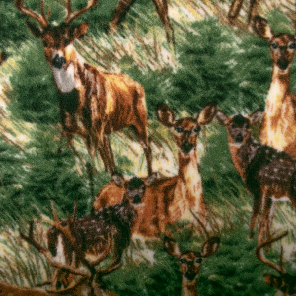 Printed Fleece - OUTBACK - Deer - Green / Brown