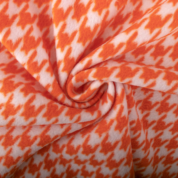 Printed Fleece - OUTBACK - Houndstooth - Orange