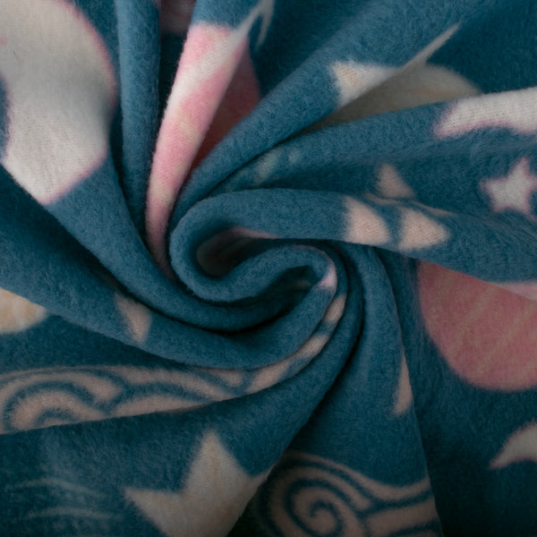 Printed Fleece - OUTBACK - Moon / Cloud - Blue