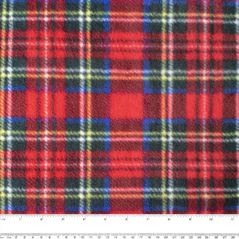 PLAID Bonded to Fleece - Stewart - Red / Yellow