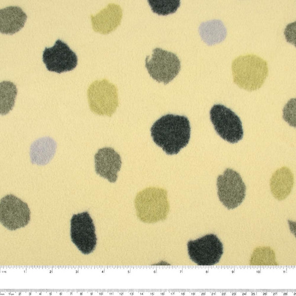 Cotton Fleece Print - Dots - Chartreuse
