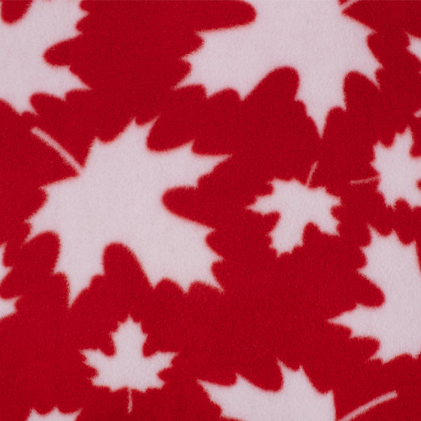 FROSTY Anti Pill Fleece Print - Maple leafs - Red