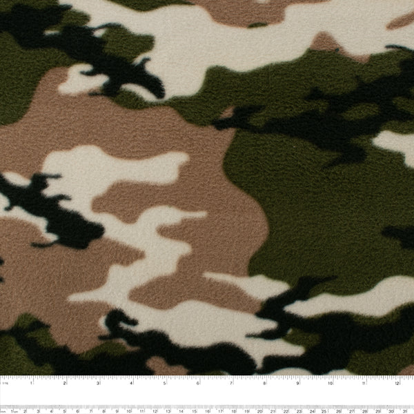 Fleece Bonded to Sherpa - Camouflage - Green