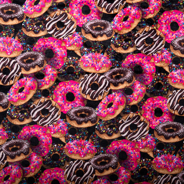 Printed Micro Chenille - DIGITAL - Donuts - Black