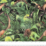 Micro chenille imprimée - DIGITAL - Dinosaure - Vert