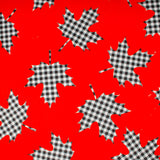 Printed Micro Chenille - DIGITAL - Maple leafs / Plaids - Red