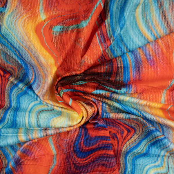 Printed Micro Chenille - DIGITAL - Abstract - Red / Blue