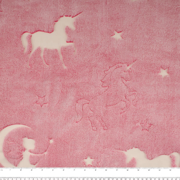Printed Chenille - GLOW IN THE DARK - Unicorn - Pink
