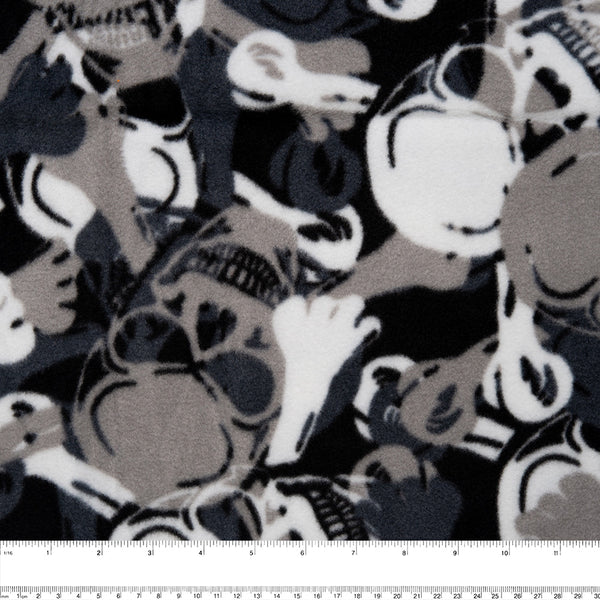 Anti Pill Fleece Print - FRESH - Skull - Grey