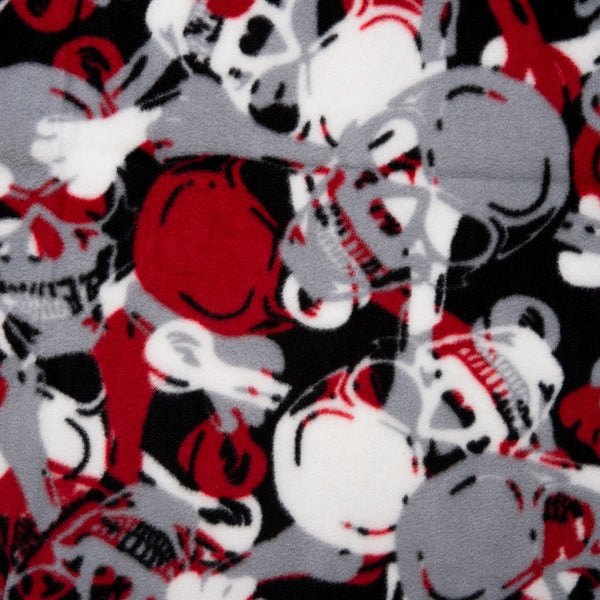 Anti Pill Fleece Print - FRESH - Skull - Red