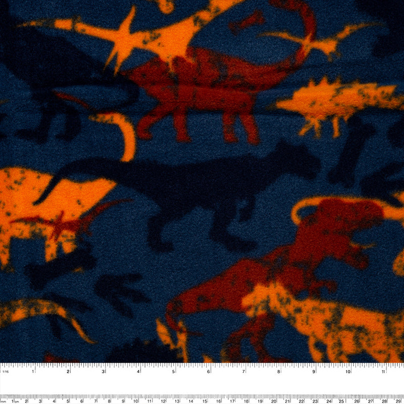 Anti Pill Fleece Print - FRESH - Dinosaur - Navy