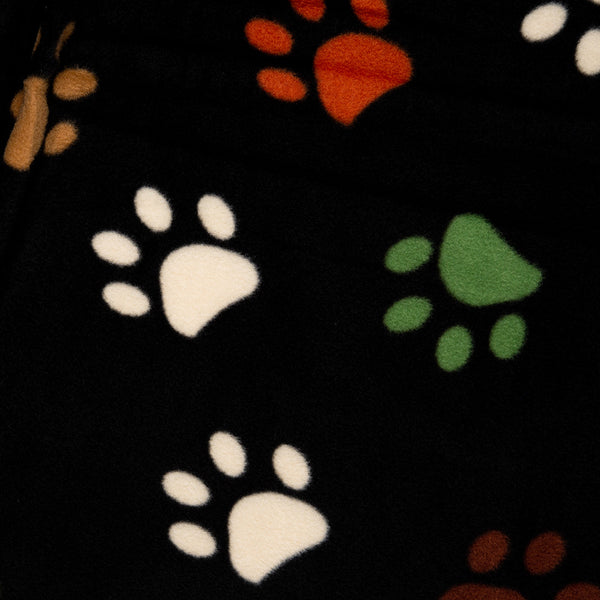 Anti Pill Fleece Print - FRESH - Colourful paws - Black / Neutral