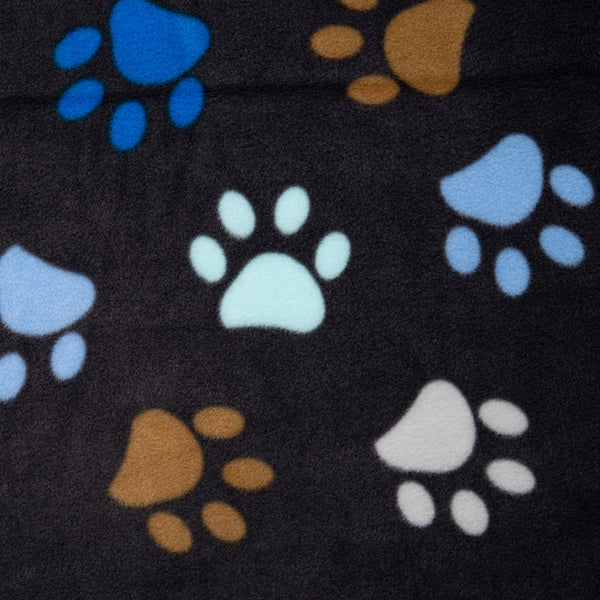 Anti Pill Fleece Print - FRESH - Colourful paws - Charcoal / Blue