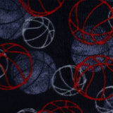 Anti Pill Fleece Print - FRESH -  Basketballs - Navy / Denim