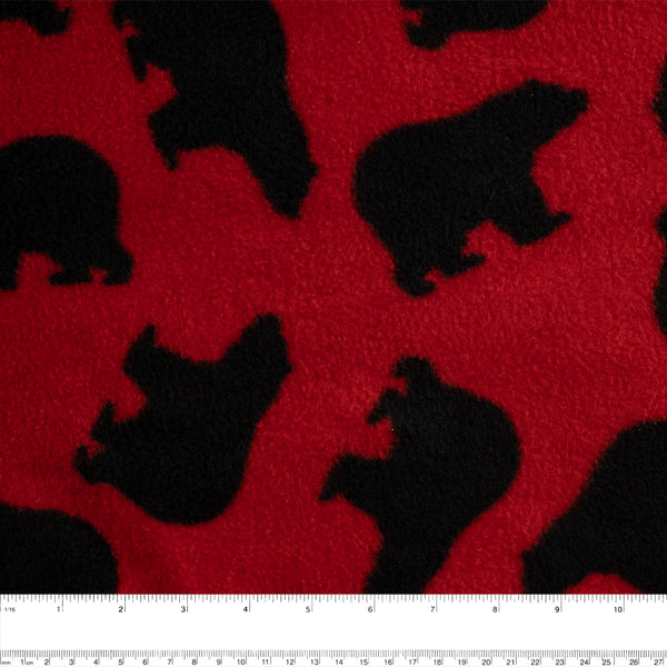 Anti Pill Fleece Print - FRESH - Bears - Red / Black