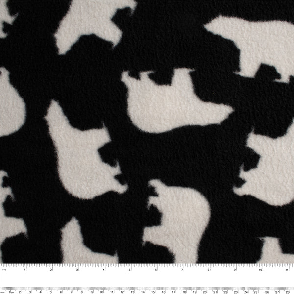 Anti Pill Fleece Print - FRESH - Bears - Black / Ivory