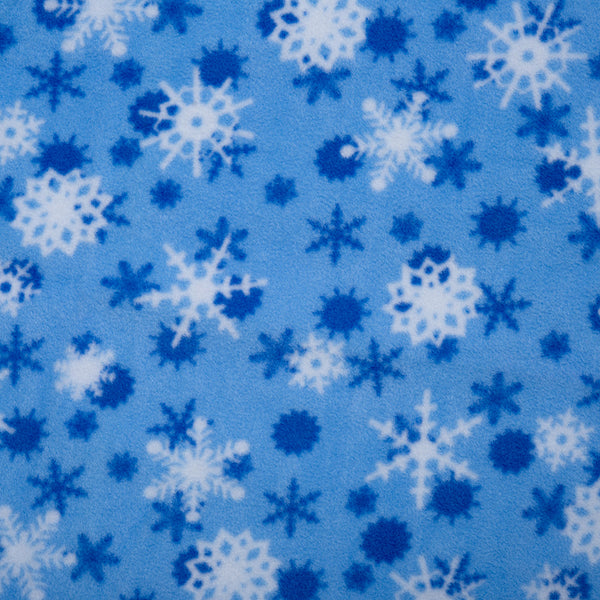 Anti Pill Fleece Print - FRESH - Snowflake - Blue