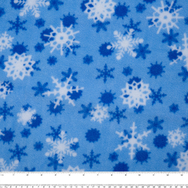 Anti Pill Fleece Print - FRESH - Snowflake - Blue