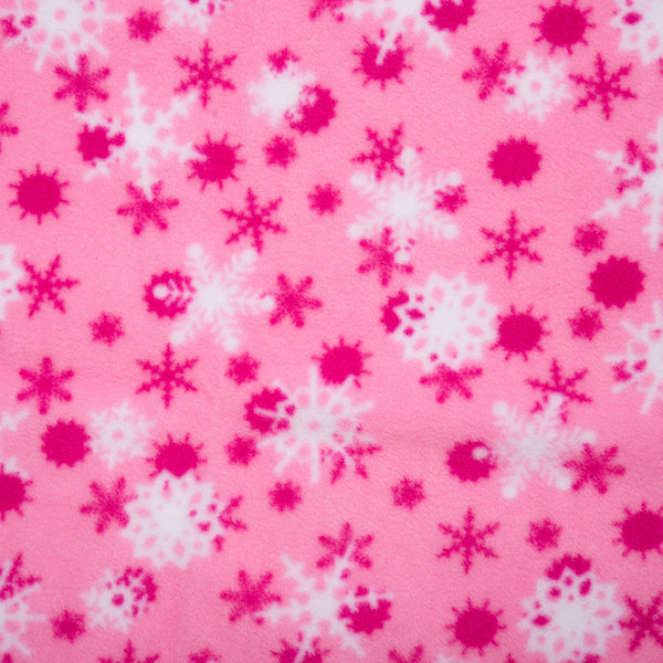 Anti Pill Fleece Print - FRESH - Snowflake - Pink