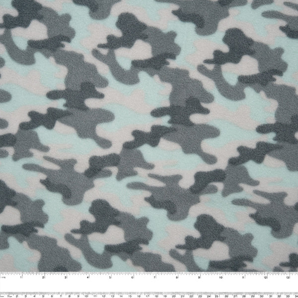 Anti Pill Fleece Print - FRESH - Camouflage - Grey